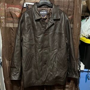 Structure Chocolate Leather Trench Coat